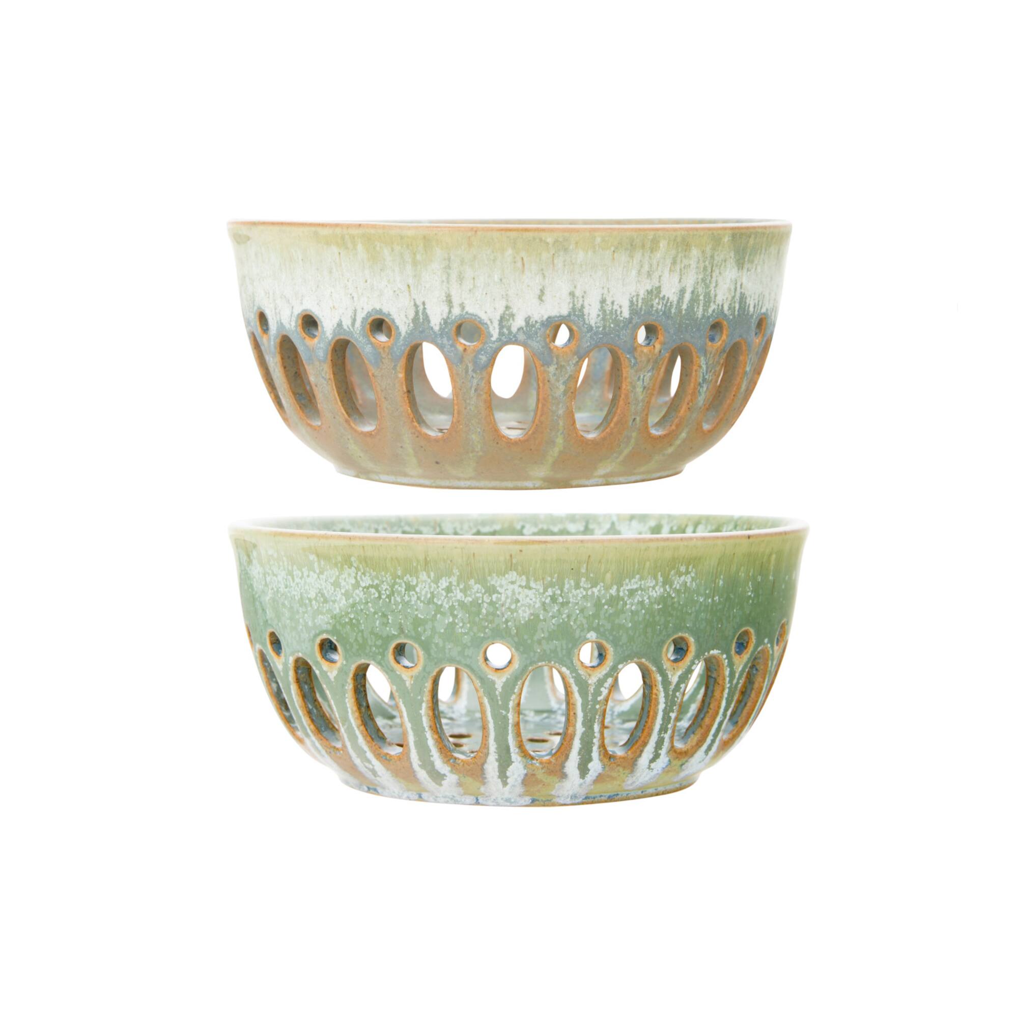 Hello Honey® 6" Round Stoneware Berry Bowls with Reactive Glaze Finishes Set